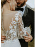 Long Sleeves Ivory Lace Chiffon Airy Wedding Dress